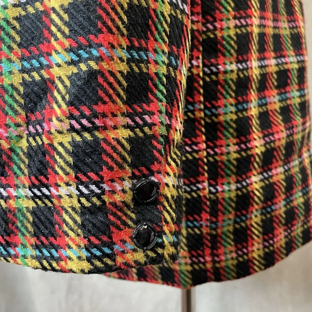 VTG Westerfield Plaid Wool Blend Blazer Suede Like Collar 80s Med USA Academia